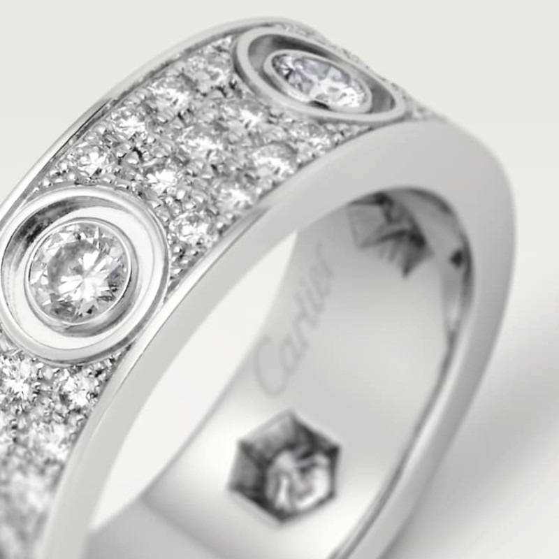 LOVE ring, classic model, paved, 6 diamonds