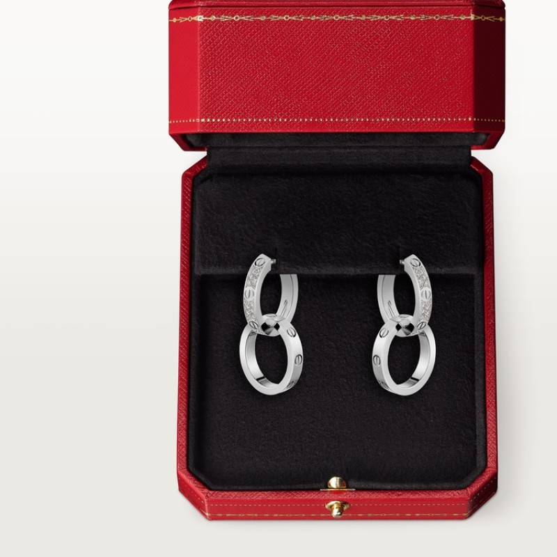 LOVE earrings, multiwear, half-paved LOVE earrings, multiwear, half-paved