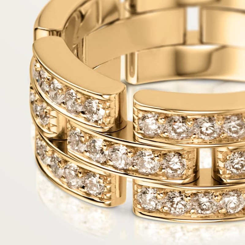 Cartier Maillon Panthère ring, triple row, half-paved