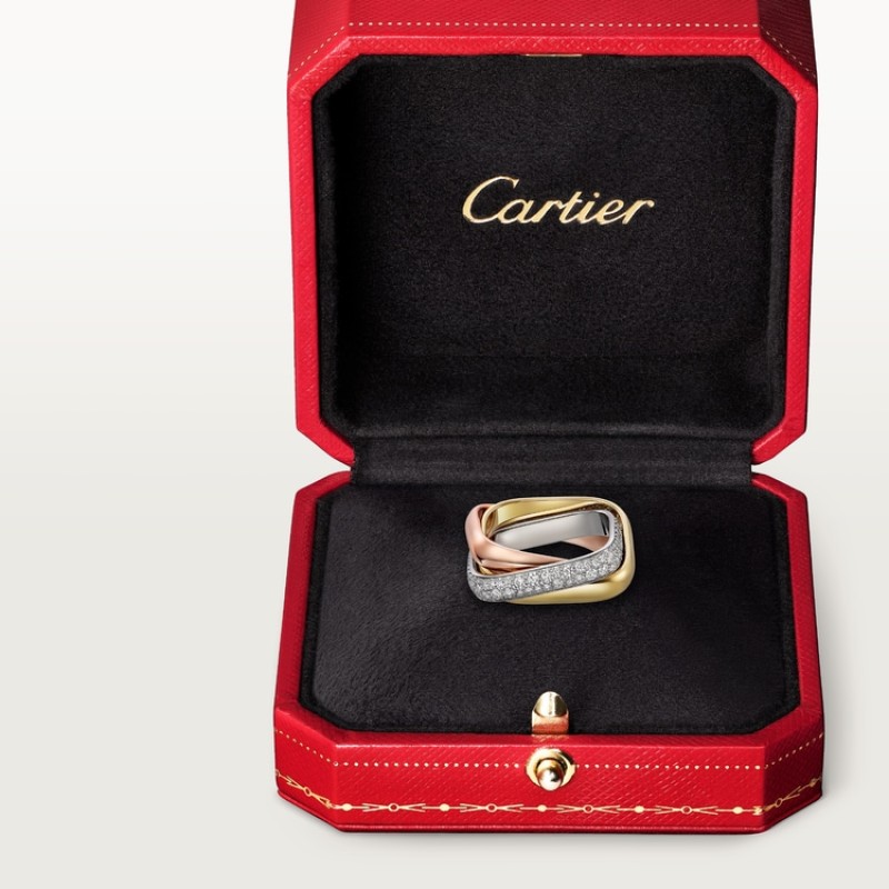 Trinity ring, cushion-shaped, medium model, half-paved Trinity ring, cushion-shaped, medium model, half-paved