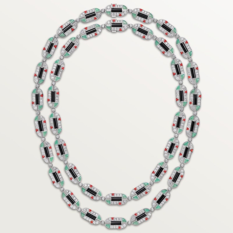 Cartier Géométrie & Contrastes necklace, chrysoprase, transformable, paved Cartier Géométrie & Contrastes necklace, chrysoprase, transformable, paved
