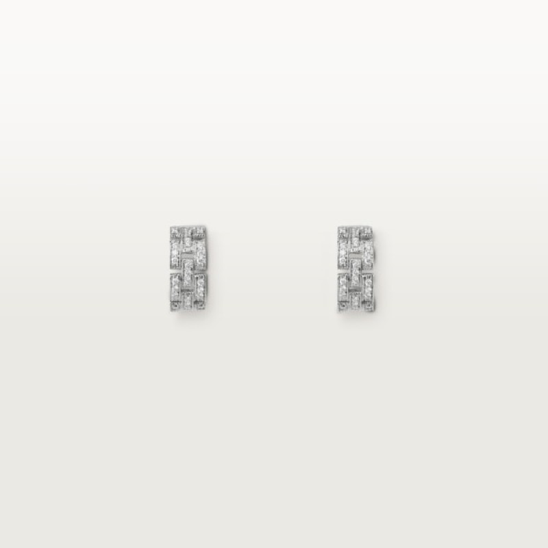 Cartier Maillon Panthère earrings, 3 diamond-paved rows