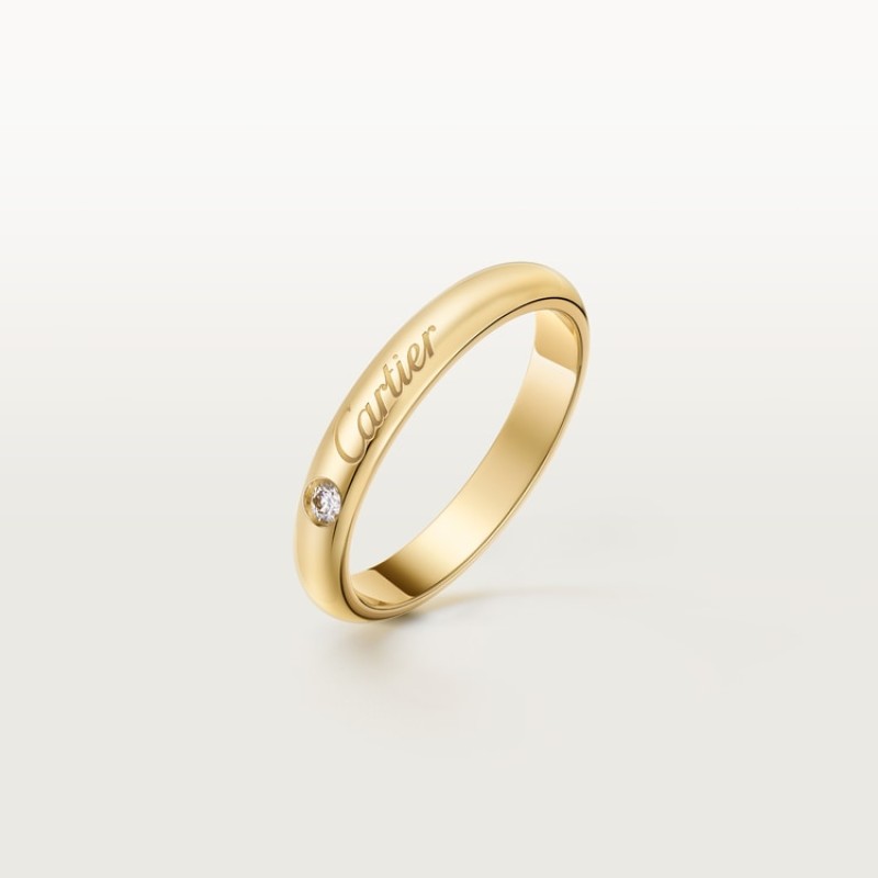 C de Cartier wedding band, 3 mm width, 1 diamond