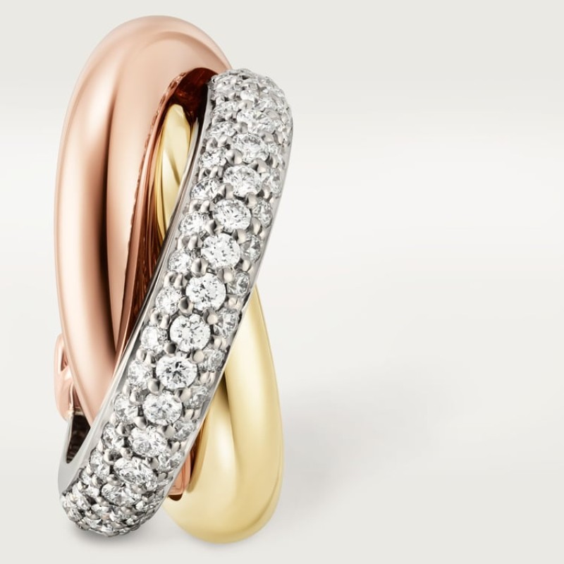 Cartier Trinity earrings, classic model, half-paved Cartier Trinity earrings, classic model, half-paved