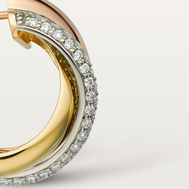 Cartier Trinity earrings, classic model, half-paved Cartier Trinity earrings, classic model, half-paved