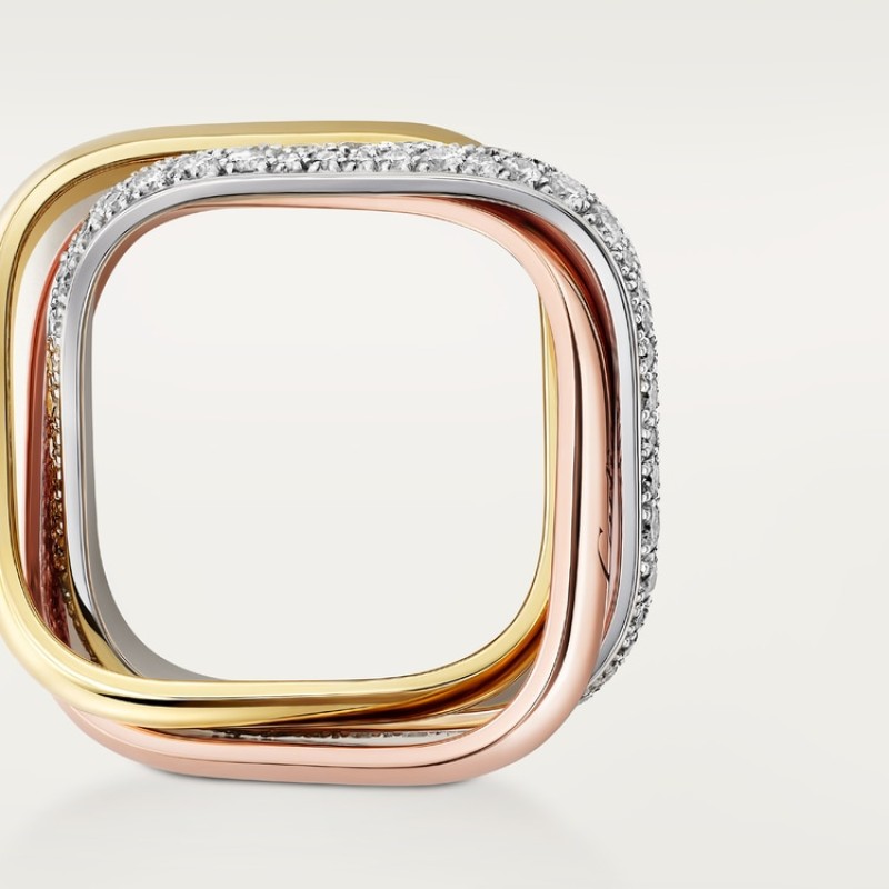 Trinity ring, cushion-shaped, medium model, half-paved Trinity ring, cushion-shaped, medium model, half-paved