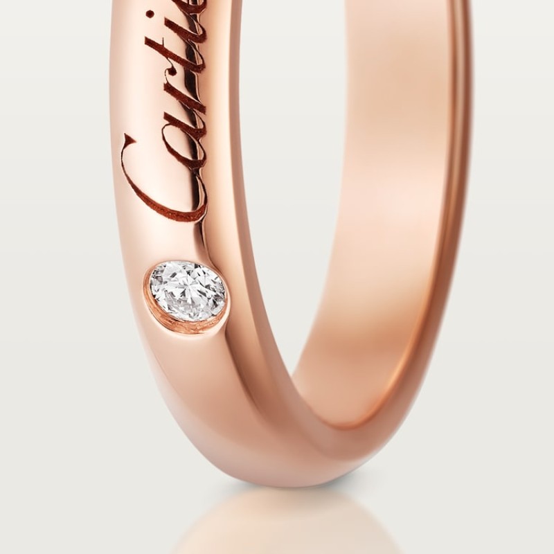 C de Cartier wedding band, 3 mm width, 1 diamond