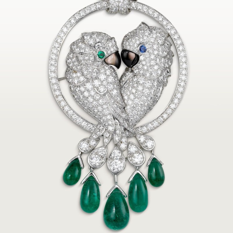 Cartier Faune et Flore de Cartier necklace, emerald drops, paved