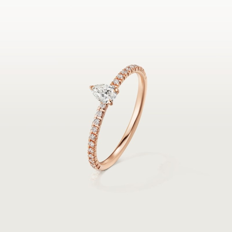 Etincelle de Cartier ring, pear-shaped diamond, paved