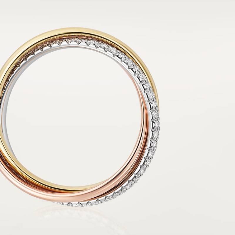 Cartier Trinity ring, classic model, half-paved