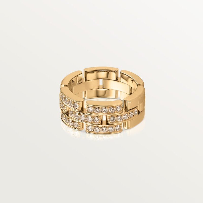 Cartier Maillon Panthère ring, triple row, half-paved