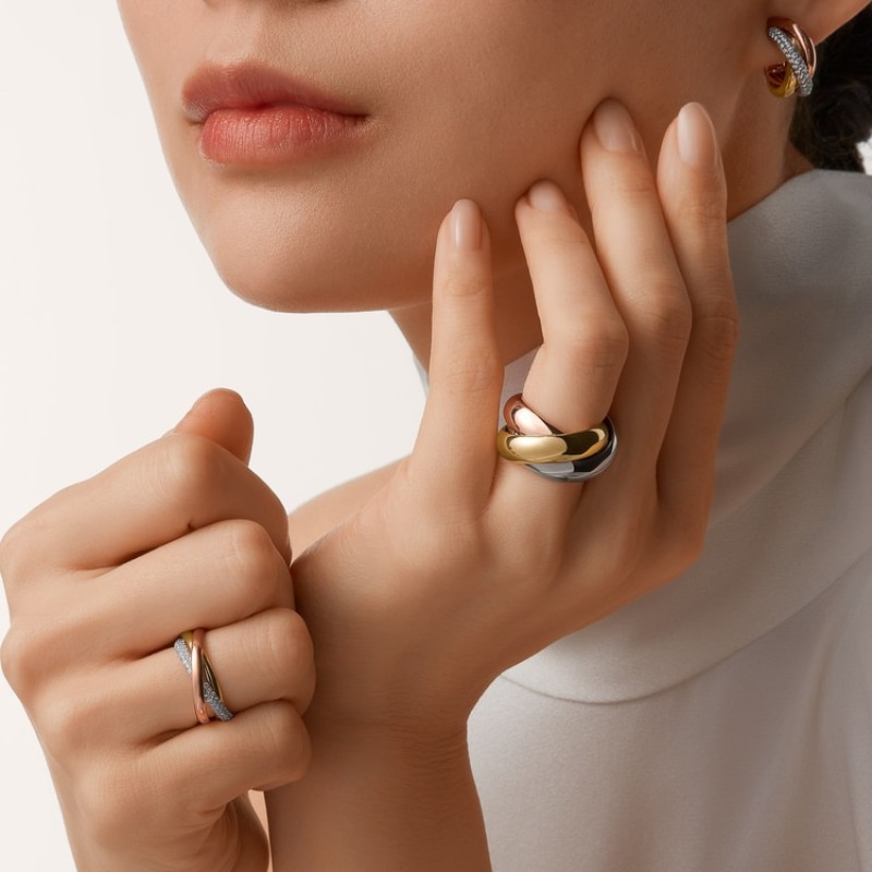 Cartier Trinity earrings, classic model, half-paved Cartier Trinity earrings, classic model, half-paved