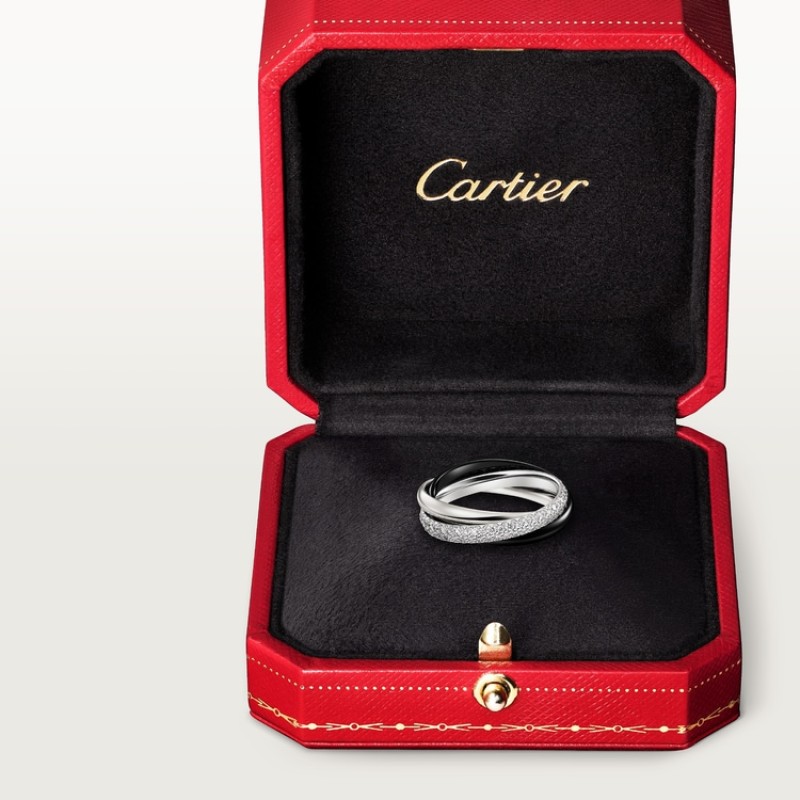 Cartier Trinity ring, ceramic, small model, half-paved Cartier Trinity ring, ceramic, small model, half-paved