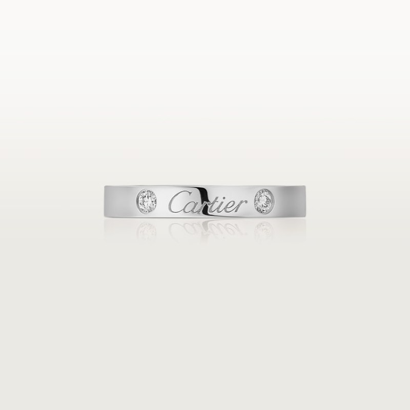 C de Cartier wedding band, 3 mm width, 2 diamonds