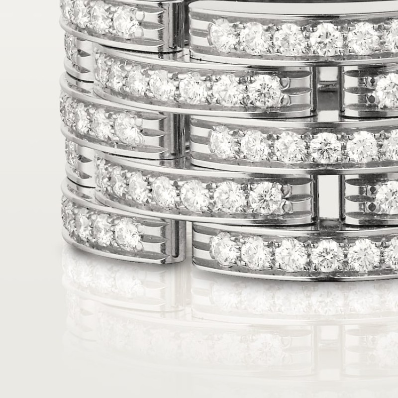 Cartier Maillon Panthère ring, five rows, paved