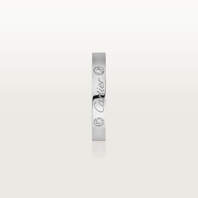 C de Cartier wedding band, 3 mm width, 2 diamonds