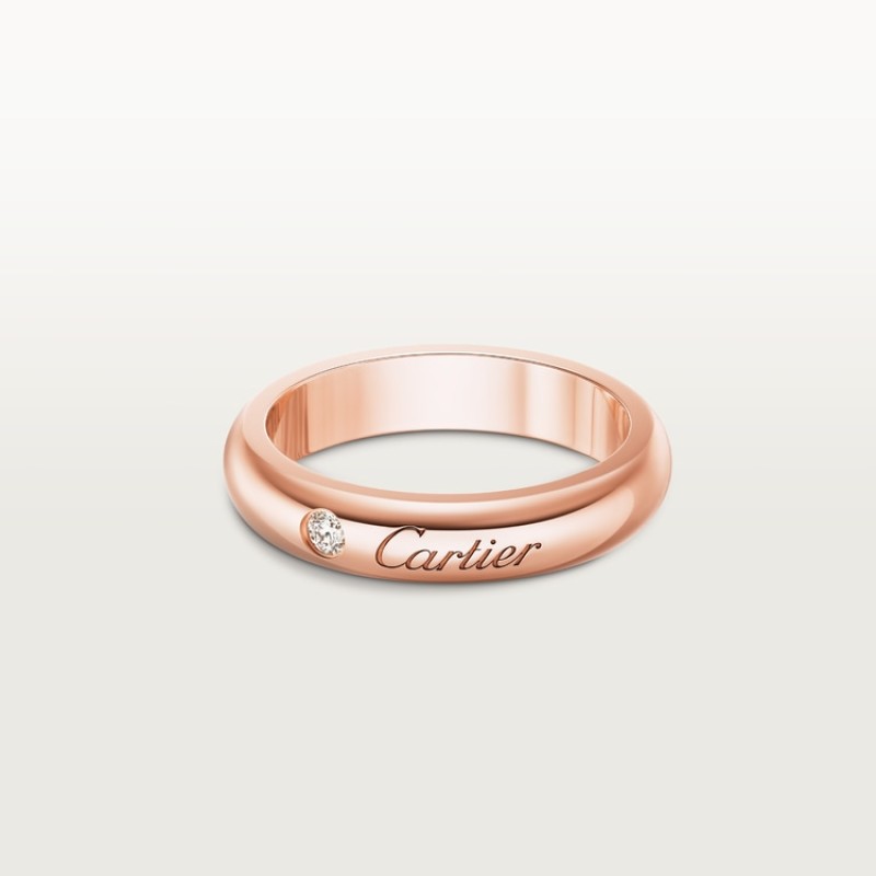 C de Cartier wedding ring, 4 mm width, 1 diamond C de Cartier wedding ring, 4 mm width, 1 diamond