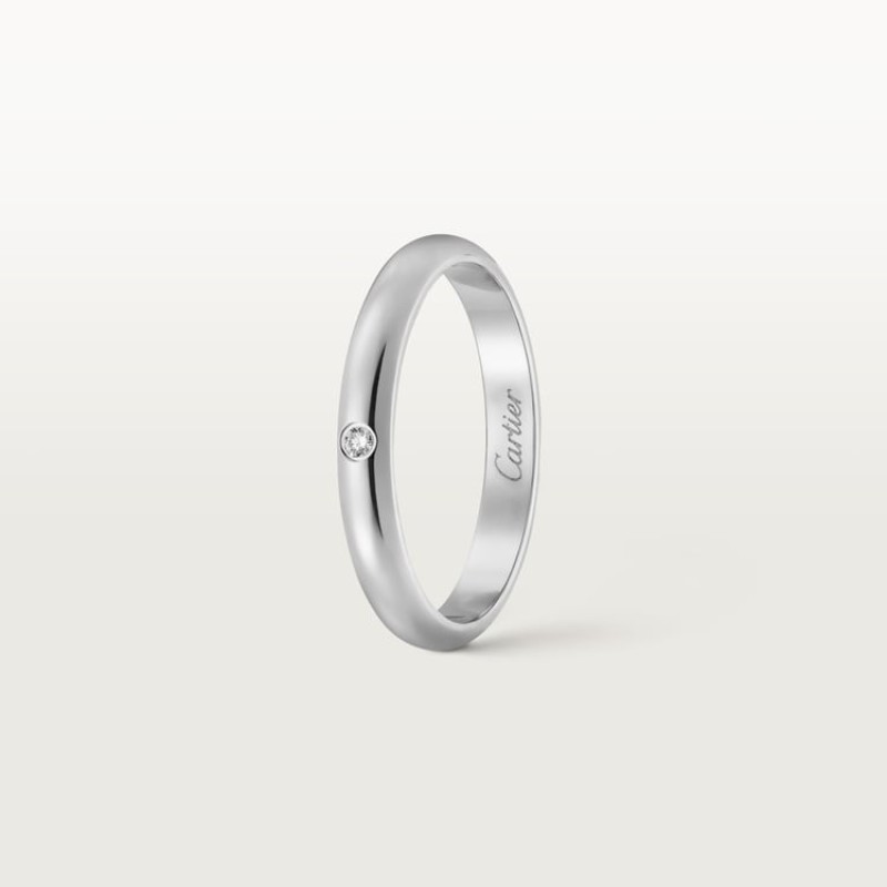 Cartier 1895 wedding band, 2.6 mm width, 1 diamond