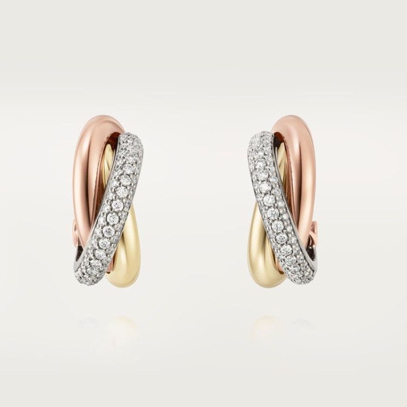 Cartier Trinity earrings, classic model, half-paved Cartier Trinity earrings, classic model, half-paved