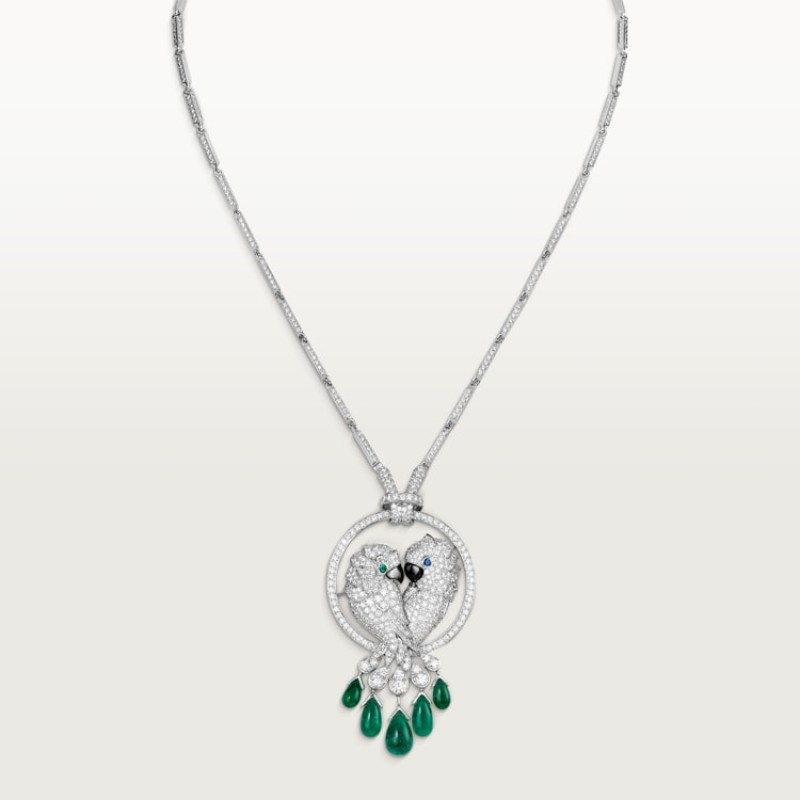 Cartier Faune et Flore de Cartier necklace, emerald drops, paved
