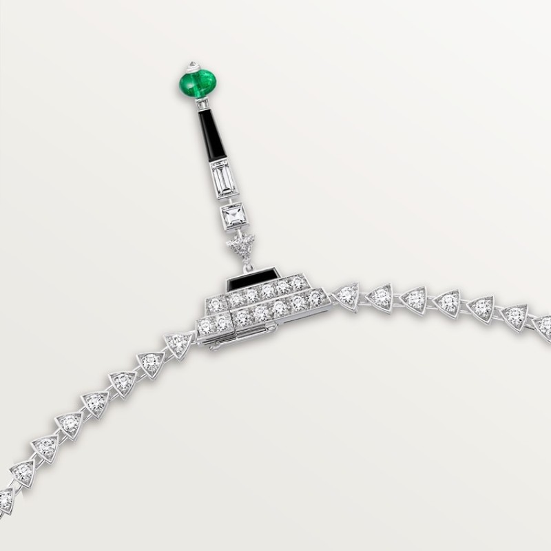 Cartier En équilibre necklace, emerald, paved Cartier En équilibre necklace, emerald, paved