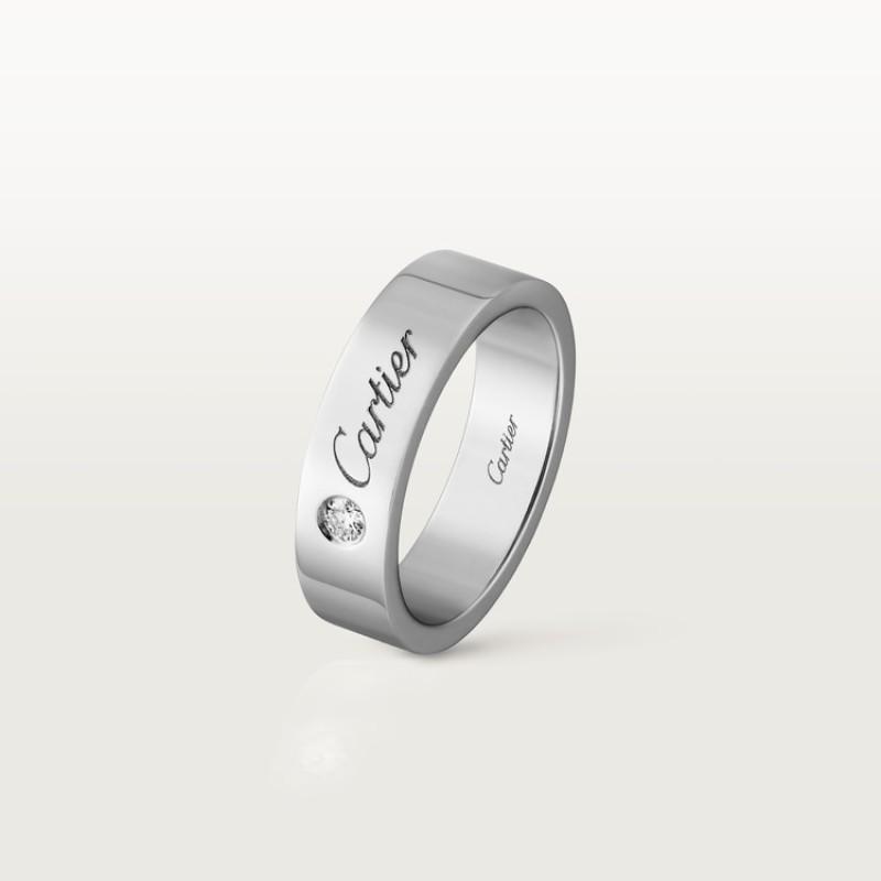 C de Cartier wedding ring, 5 mm width, 1 diamond C de Cartier wedding ring, 5 mm width, 1 diamond