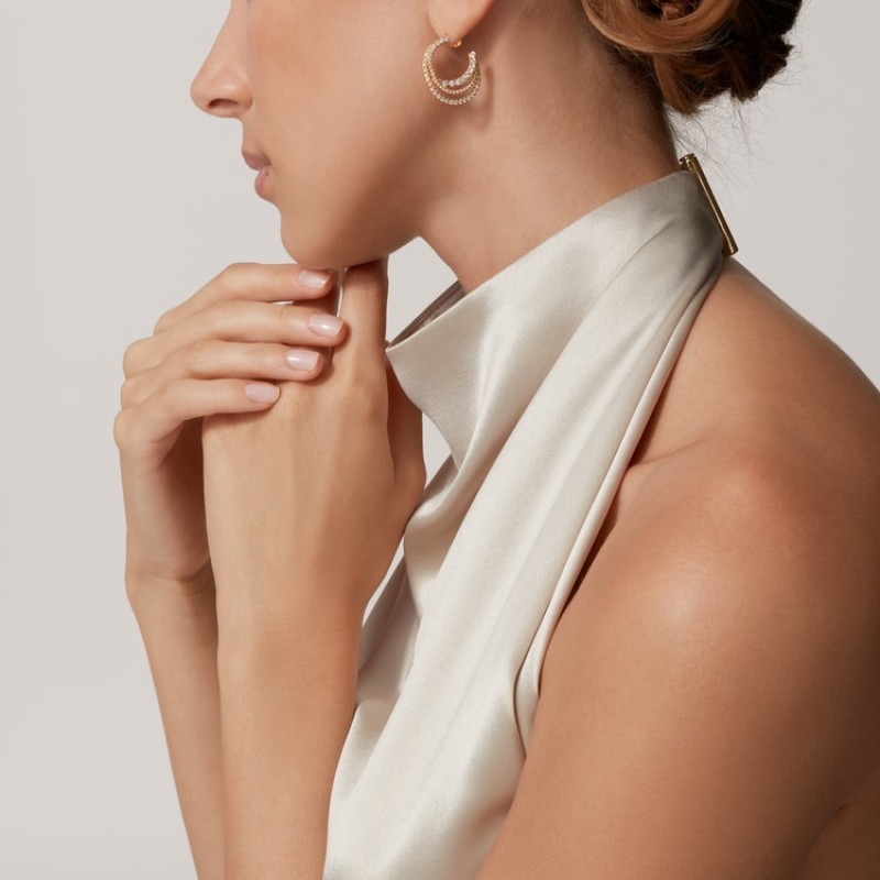 Cartier Etincelle de Cartier hoop earrings, triple row, paved