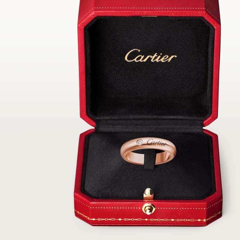 C de Cartier wedding ring, 4 mm width, 1 diamond C de Cartier wedding ring, 4 mm width, 1 diamond