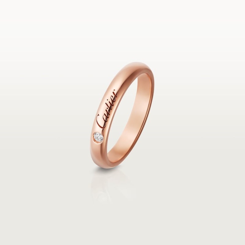 C de Cartier wedding band, 3 mm width, 1 diamond
