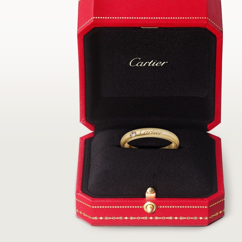 C de Cartier wedding band, 3 mm width, 1 diamond