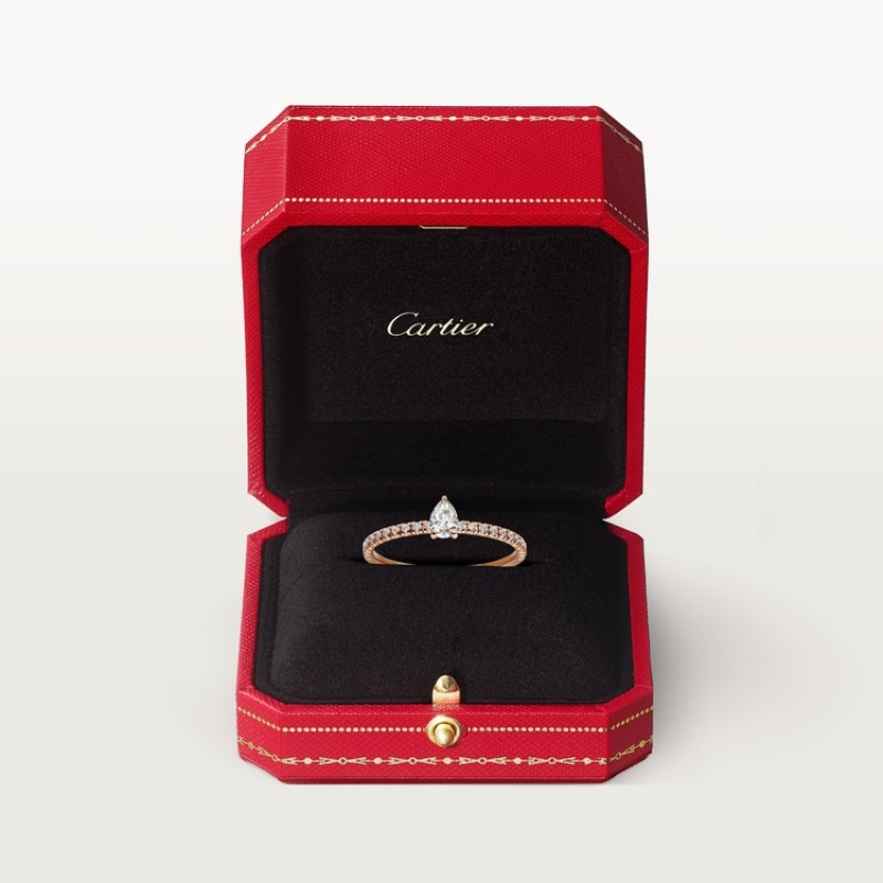 Etincelle de Cartier ring, pear-shaped diamond, paved