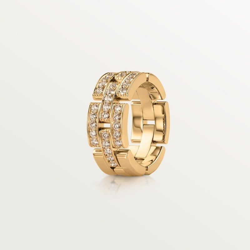 Cartier Maillon Panthère ring, triple row, half-paved