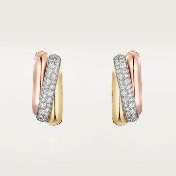 Cartier Trinity cushion earrings, semi-paved
