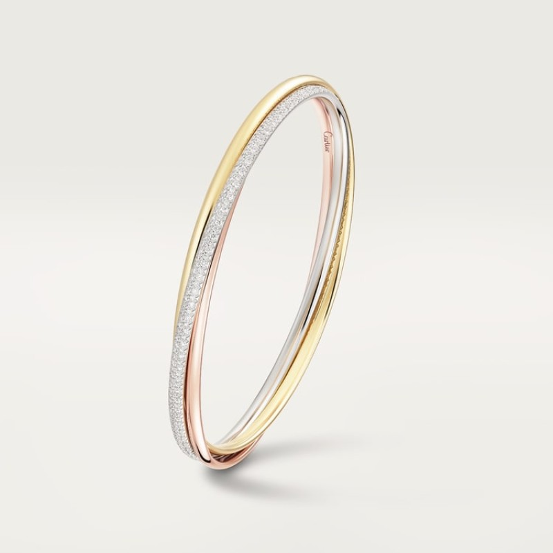 Trinity bracelet, small model, half-paved