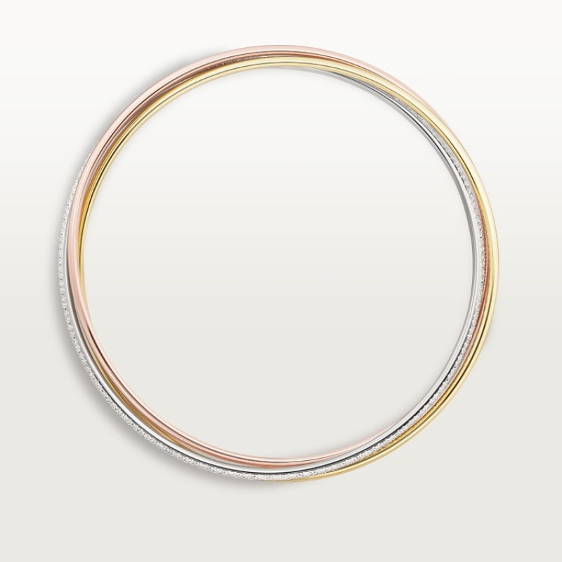 Trinity bracelet, small model, half-paved