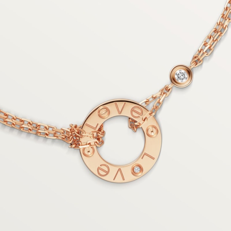 Cartier LOVE bracelet, on chain, 2 diamonds