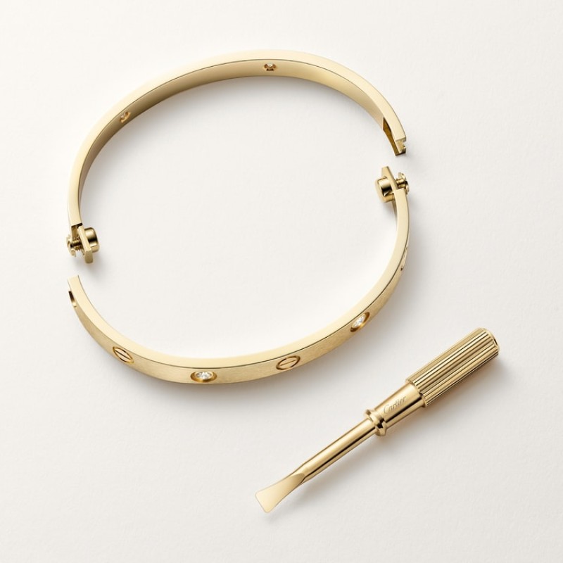 LOVE bracelet, classic model, brushed, 4 diamonds