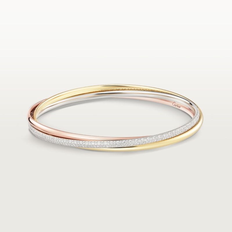 Trinity bracelet, small model, half-paved