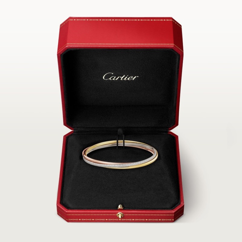 Trinity bracelet, small model, half-paved