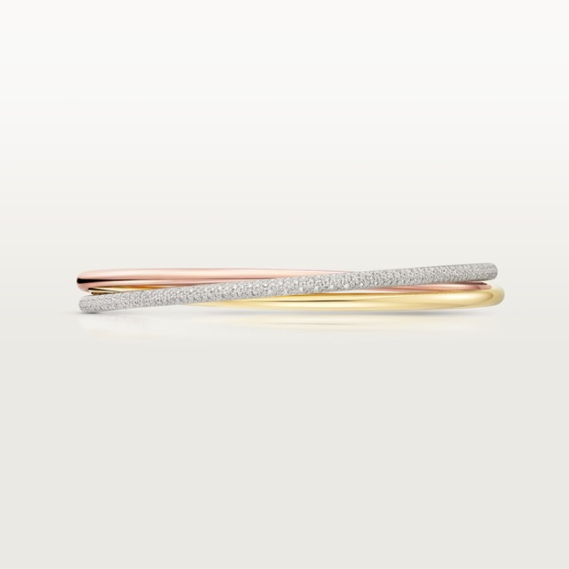 Trinity bracelet, small model, half-paved
