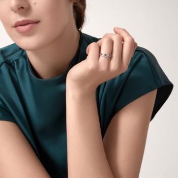 Ballerine wedding band, 2 mm width, half-paved Ballerine wedding band, 2 mm width, half-paved