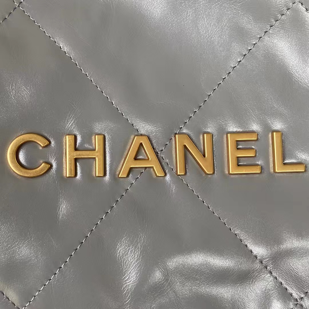 Chanel 22 AS3260 Small Bag Grey Calfskin Gold Hardware Chanel 22 AS3260 Small Bag Grey Calfskin Gold Hardware