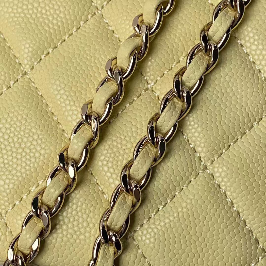 Chanel 24S AP4000 Mini Clutch With Chain Crossbody Bag Yellow Caviar Light Gold Hardware