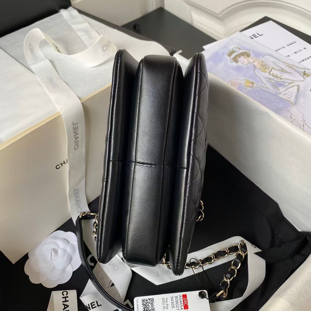 Chanel AS4654 Mini Fashion CC Flap Bag Black Lambskin Light Gold Hardware Chanel AS4654 Mini Fashion CC Flap Bag Black Lambskin Light Gold Hardware