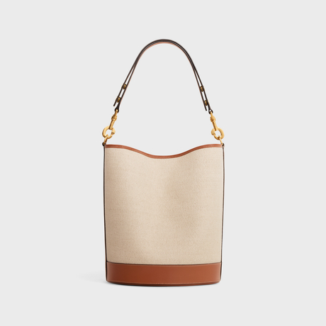 SAILOR BUCKET CUIR TRIOMPHE IN TEXTILE AND CALFSKIN NATURAL / TAN